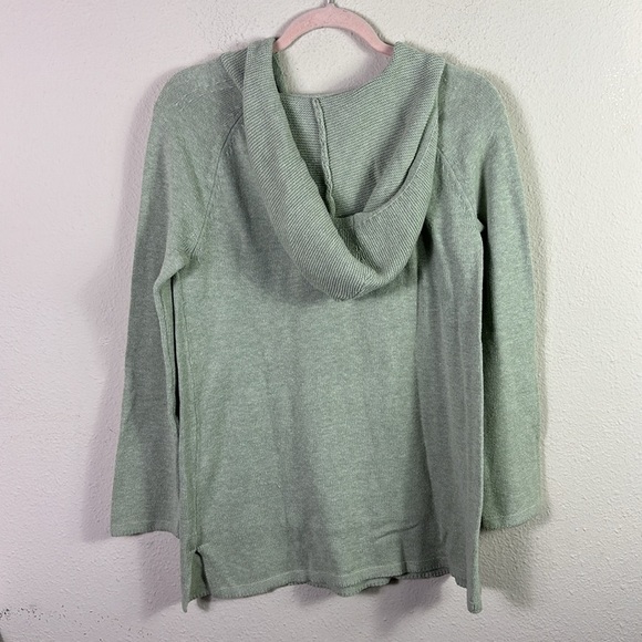 Pure Jill Sage Green Silk Cotton Blend Knit Sweater Kangaroo Pockets Hooded XS - Picture 7 of 8